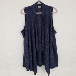 Sleeveless Cardigan Open Waterfall Sweater Purple Blue